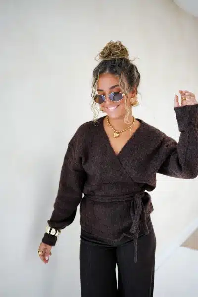 Tina Wrap Cardigan Brown - Afbeelding 5