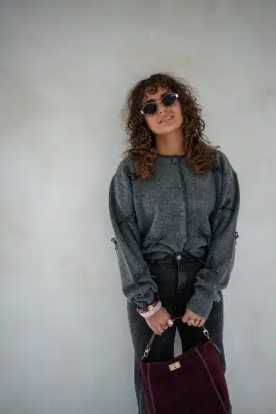 Bow Cardigan Grey * - Afbeelding 4