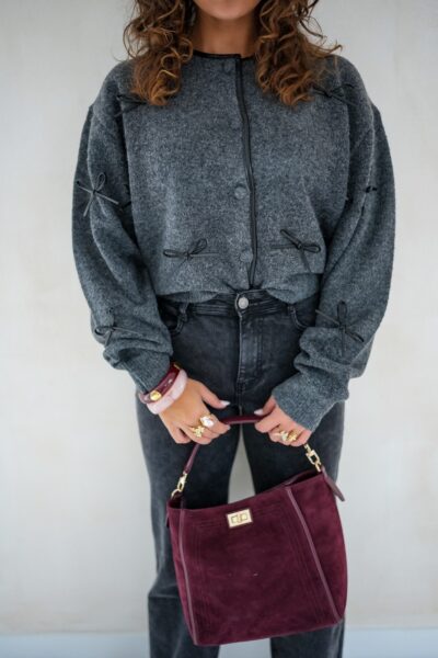 Bow Cardigan Grey * - Afbeelding 3