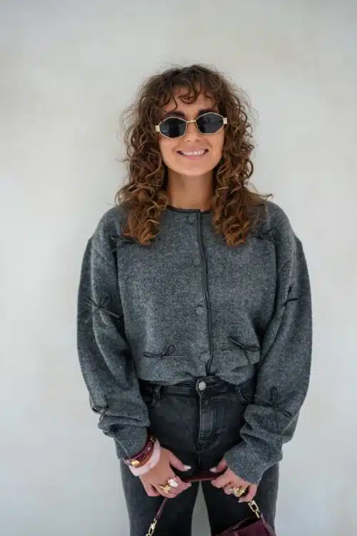 Alternative view of Bow Cardigan Grey *