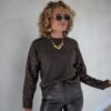 Choco Sweater Pailletten Sleeve -