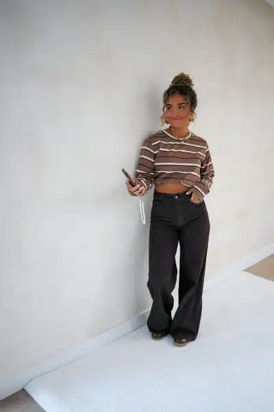 Sarah Striped Top Brown - Afbeelding 2