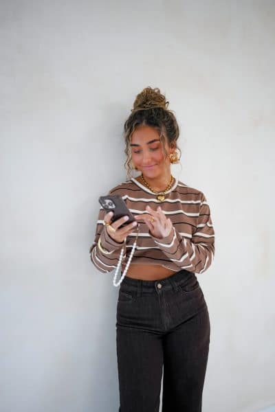 Sarah Striped Top Brown - Afbeelding 5