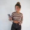 Sarah Striped Top Brown