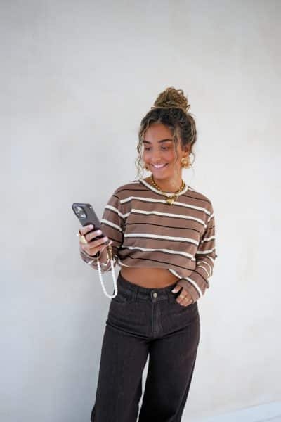 Sarah Striped Top Brown
