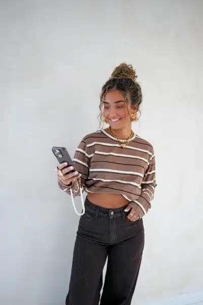 Sarah Striped Top Brown