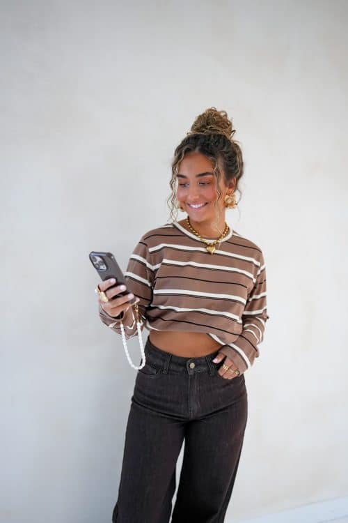 Sarah Striped Top Brown