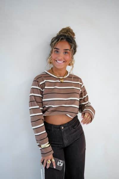 Sarah Striped Top Brown - Afbeelding 4