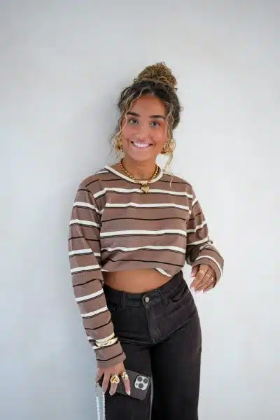 Sarah Striped Top Brown - Afbeelding 4