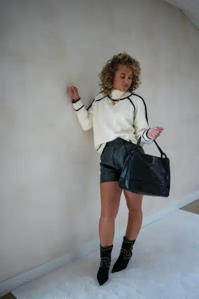 Cleo Sweater Creme Black . - Afbeelding 3