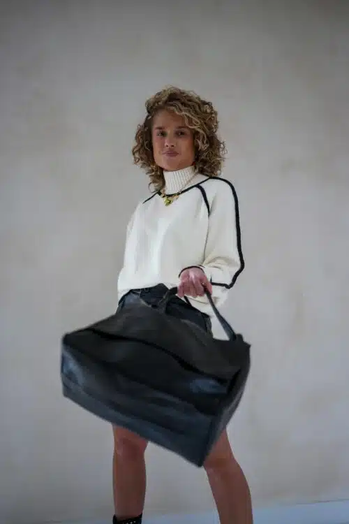 Alternative view of Cleo Sweater Creme Black .