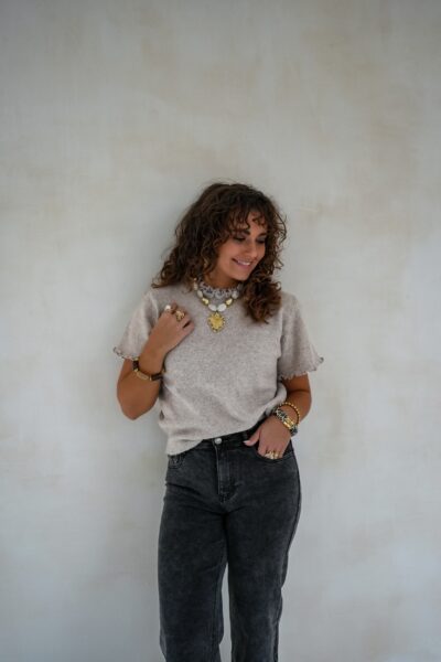 Roxy Ruffle Sweater Taupe - - Afbeelding 3