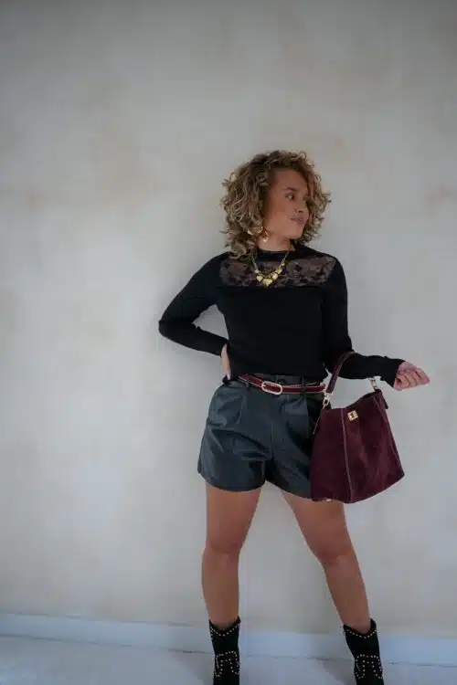 Alternative view of Loni Lace Sweater Black .