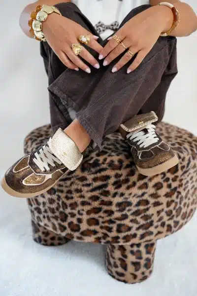 Babouche Ira Sneakers Dark Brown Gold - Afbeelding 4
