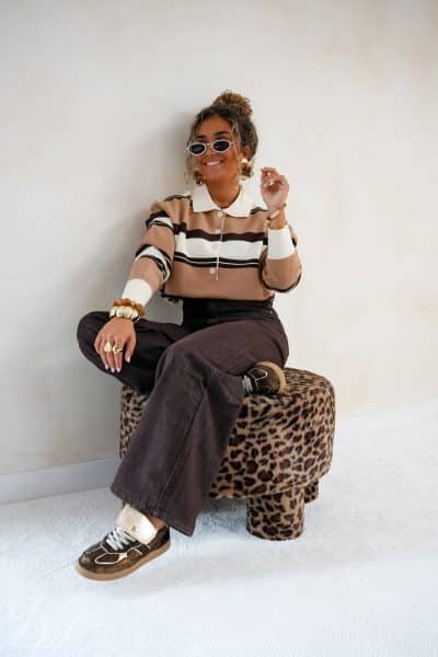 Suus Striped Sweater Beige Brown - Afbeelding 3