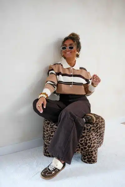 Suus Striped Sweater Beige Brown - Afbeelding 6