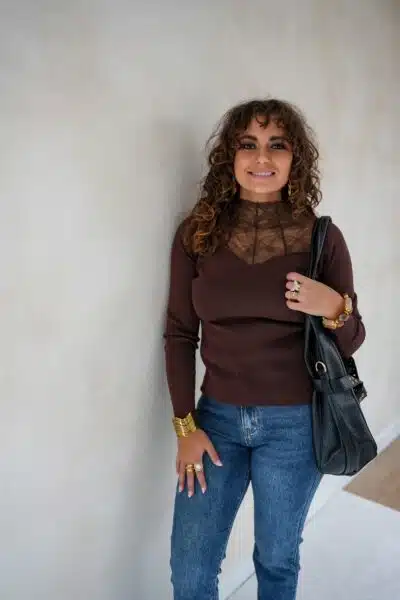 Loni Lace Sweater Choco . - Afbeelding 3