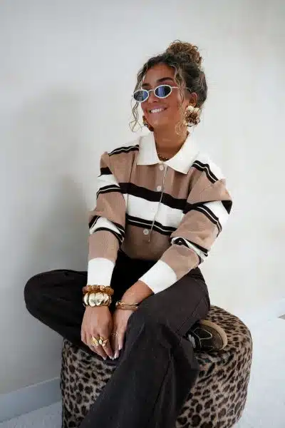 Suus Striped Sweater Beige Brown - Afbeelding 7