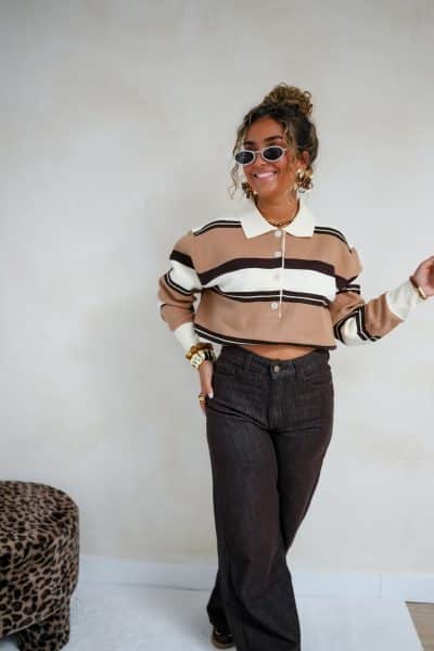 Suus Striped Sweater Beige Brown - Afbeelding 8