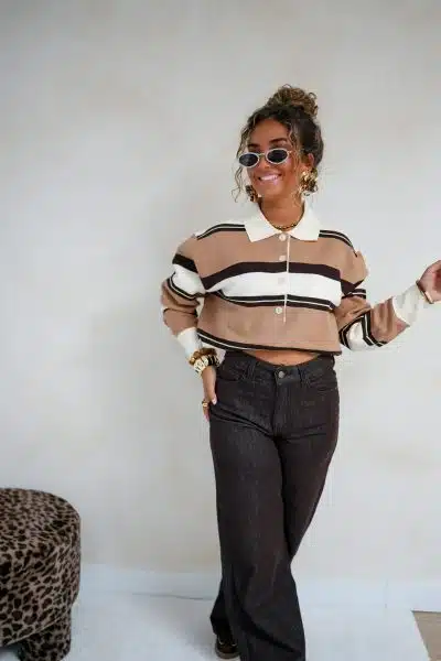 Suus Striped Sweater Beige Brown - Afbeelding 8