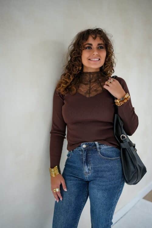 Loni Lace Sweater Choco .