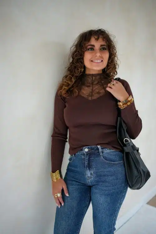 Loni Lace Sweater Choco .