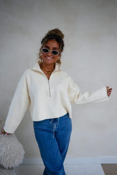 Zia Zip Sweater Beige - Afbeelding 2