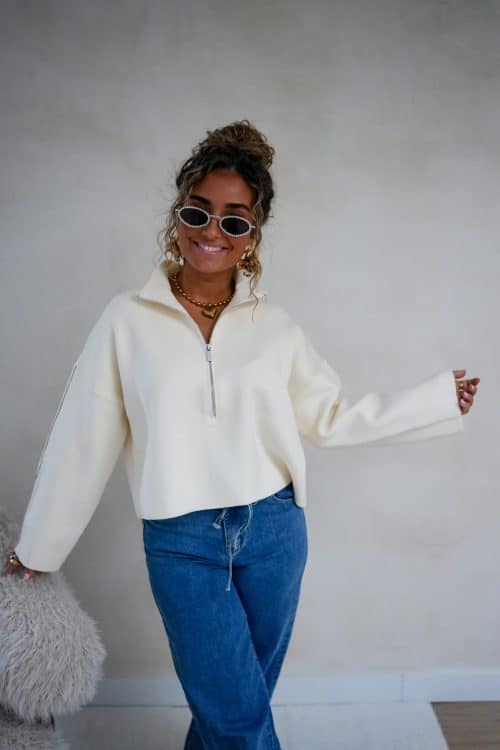 Alternative view of Zia Zip Sweater Beige