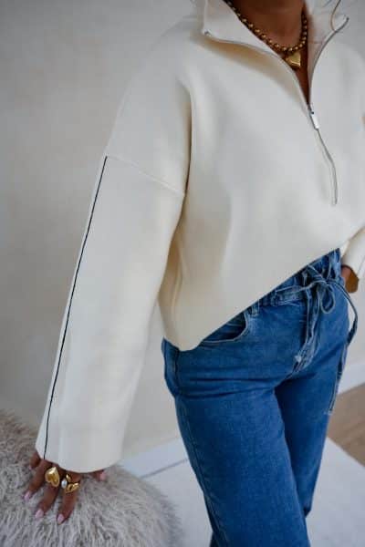 Zia Zip Sweater Beige - Afbeelding 3