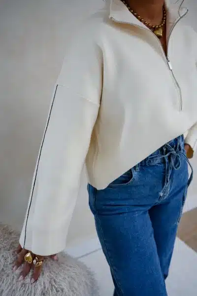 Zia Zip Sweater Beige - Afbeelding 3