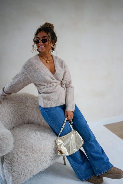 Alternative view of Tina Wrap Cardigan Taupe