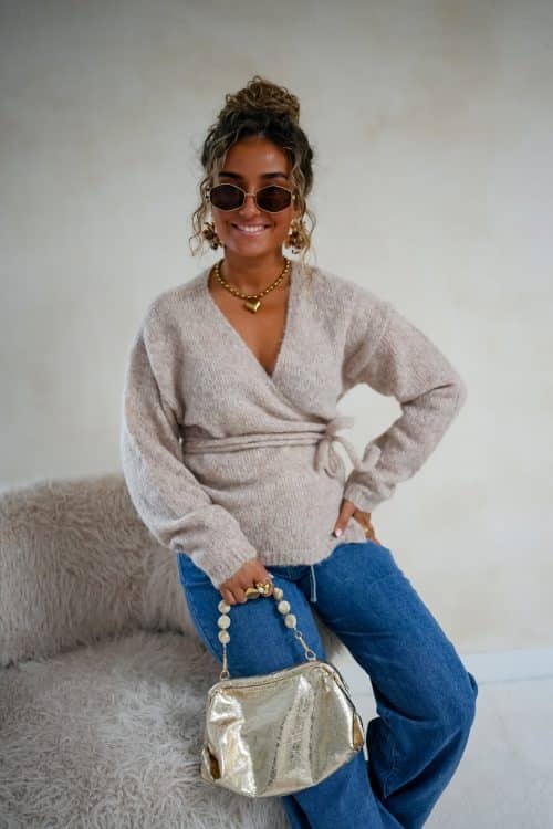 Tina Wrap Cardigan Taupe