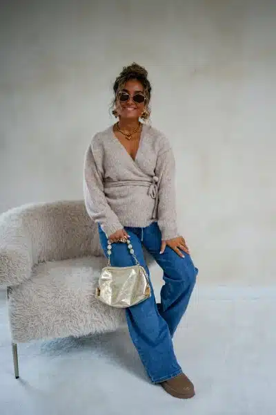 Tina Wrap Cardigan Taupe - Afbeelding 6