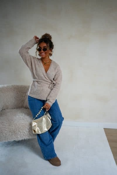 Tina Wrap Cardigan Taupe - Afbeelding 5