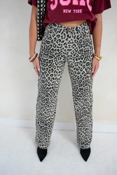 Nicolle Leopard Straight Jeans