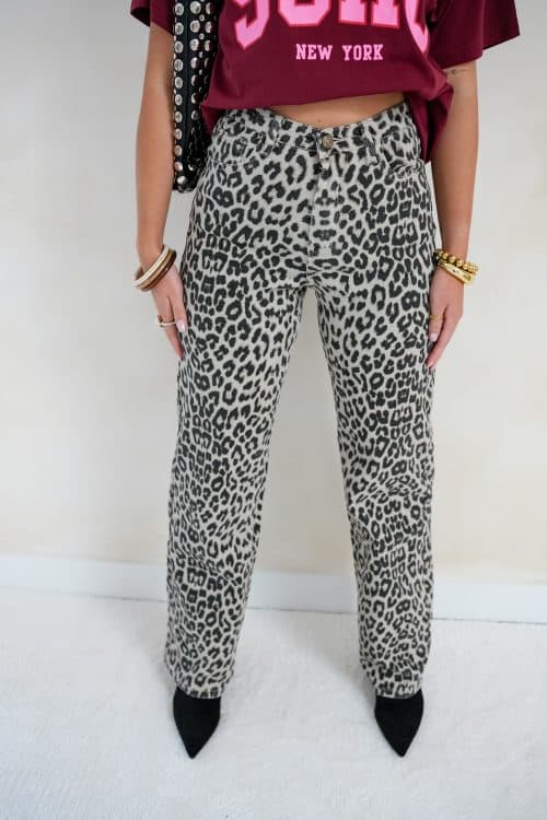Nicolle Leopard Straight Jeans