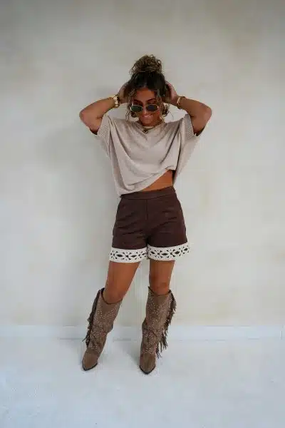 Maia Short Brown Embroidery
