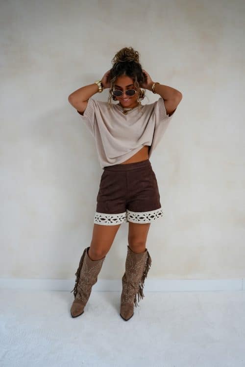 Maia Short Brown Embroidery