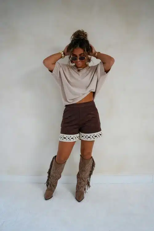 Maia Short Brown Embroidery