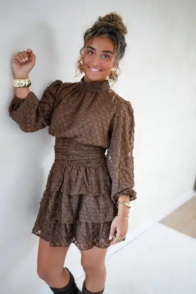Lyse Dress Brown - Afbeelding 5