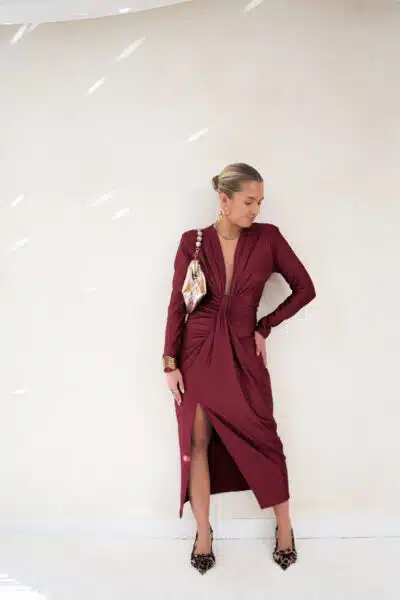 Perfect Long Dress Bordeaux - Afbeelding 4