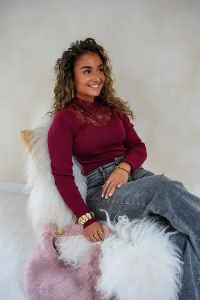 Loni Lace Sweater Bordeaux . - Afbeelding 5