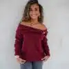 Bo Bordeaux Sweater Gold Detail -