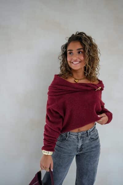 Bo Bordeaux Sweater Gold Detail - - Afbeelding 8
