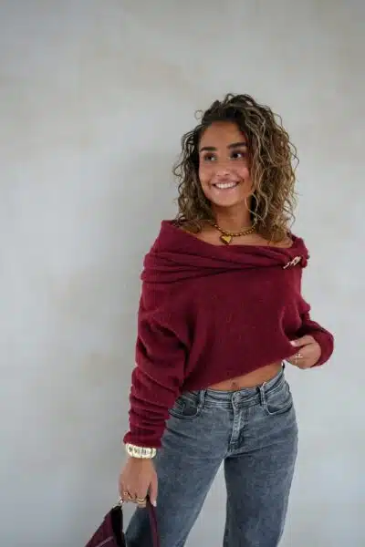 Bo Bordeaux Sweater Gold Detail - - Afbeelding 8