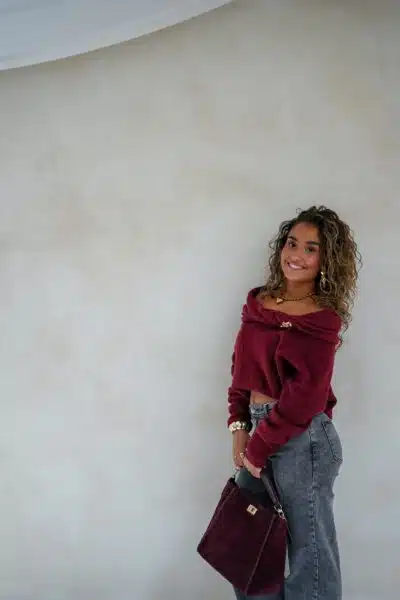 Bo Bordeaux Sweater Gold Detail - - Afbeelding 3