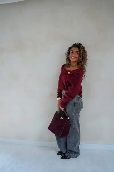 Bo Bordeaux Sweater Gold Detail - - Afbeelding 5