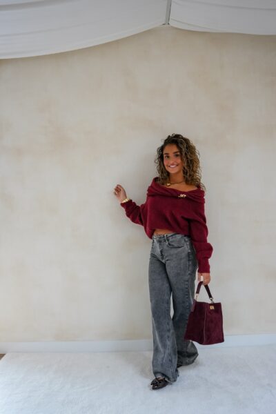 Bo Bordeaux Sweater Gold Detail - - Afbeelding 4