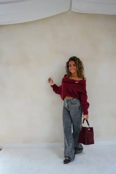 Bo Bordeaux Sweater Gold Detail - - Afbeelding 4