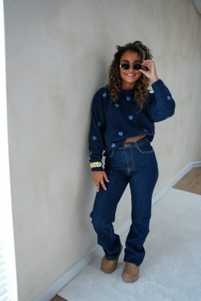 Hearts Sweater Navy * - Afbeelding 7